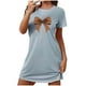 thumbnail image 4 of Camisón corto de talla grande para mujer, camisón de manga corta con estampado de pecho a la moda, camisón para mujer, 4 of 5