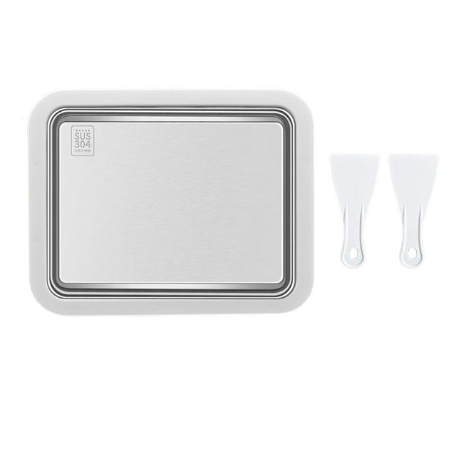 Rongfmy Machine à Crème Glacée DIY Rouleau avec 2 Grattoirs Été Acier Inoxydable pour Parent Blanc