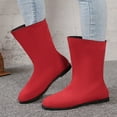 thumbnail image 3 of B91xZ Winter Boots for Women Retro High Heel Suede Zipper Mid Calf Booties,Red 7, 3 of 5