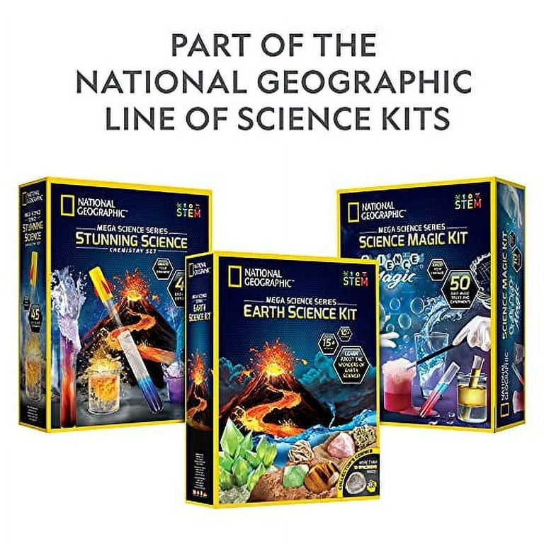NATIONAL GEOGRAPHIC Amazing Chemistry Set - Mega Chemistry Kit with Over 15  Science Experiments, Make Glowing Worms, a Crystal Tree, Fizzy Solutions,  and More, Great STEM Gift for Girls and Boys 