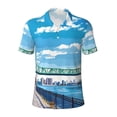 thumbnail image 2 of Daiia Urban Riverside Clock Tower Pattern Men’s Polo Shirts,Solid Deck Shirt,Classic Fit, Breathable Cotton Polo for Casual and Sport Wear-Medium, 2 of 7