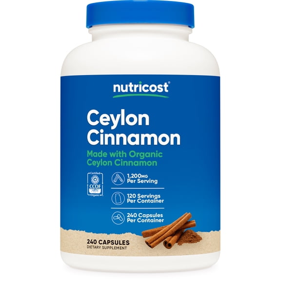 Nutricost Cinnamon Capsules (240 capsules) 1200mg per serving - Gluten-Free