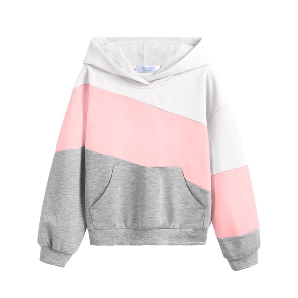 Sudadera con capucha Arshiner para niñas en bloque de color rosa neón tallas 10-11 años