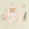 thumbnail image 2 of Toddler Baby Girl Outfits Summer Clothes Set Print Short Sleeve Top and Bell Bottom Pants Set Casual Toddler Outfit 18-24 Months, 2 of 4