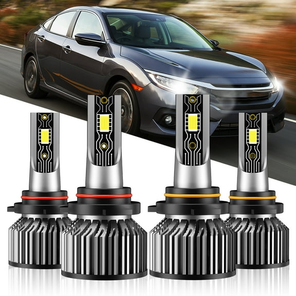 4x High Low Beam For Buick Century 1989-2005-9005 9006 LED Headlight Bulbs Kit 6000K White 600% Brighter LED 9005/HB3 9006/HB4 Bulbs
