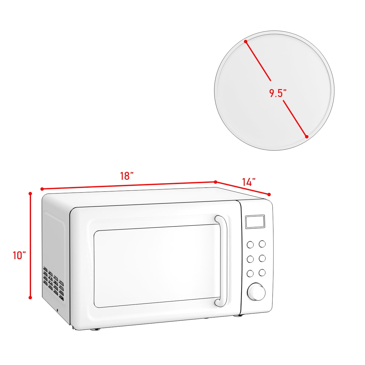 Costway 0.7 Cu.ft Retro Countertop Microwave Oven 700W LED Display Glass Turntable Green