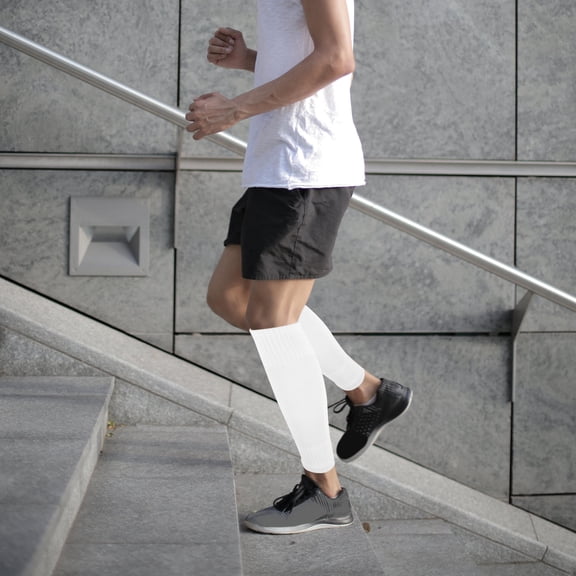 Hytrove 1Pair White Calf Protection Socks Men Elastic Sports Socks Breathable Skin Friendly for Running