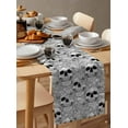 thumbnail image 6 of Halloween Burlap-Cotton Table Runner 72 Inches Long,Black White Skull Floral Botanical Farmhouse Table Runners,Outdoor Dining Tablecloths Decor for Baby Shower Party Wedding 13x72, 6 of 9