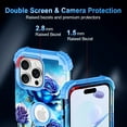 thumbnail image 2 of Casetego for iPhone 16 Pro Case,Glow in The Dark Three Layer Heavy Duty Shockproof Full Body Protection Hard Plastic Bumper+Soft Silicone Protective Case,Blue Rose, 2 of 8