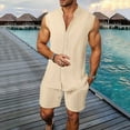 thumbnail image 2 of Afdoent Men's 2 Piece Short Set Mens Casual Suits For Everyday Wear Sleeveless Shirt And Shorts Set With Stripes For Spring And Summer Beach Vacation Outfits, 2 of 9