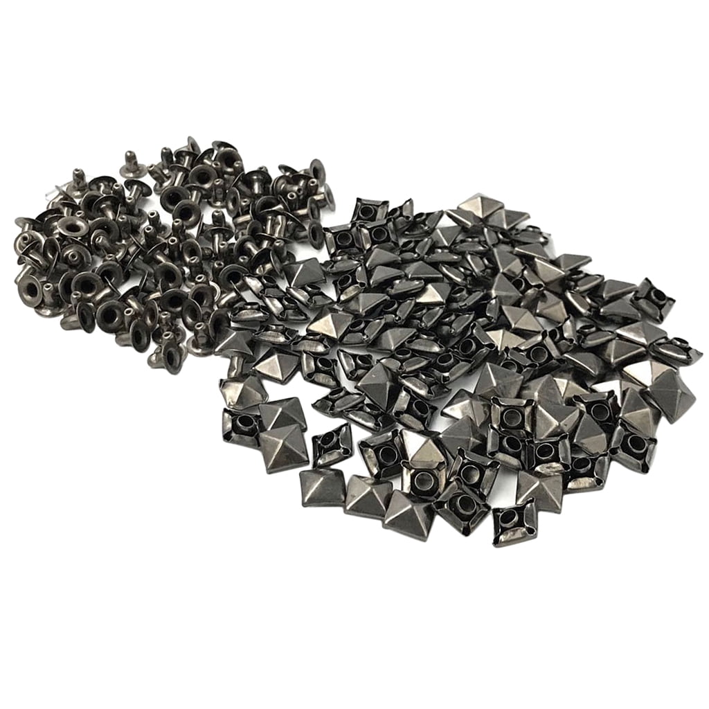 100 Sets Pyramid Square Stud Spikes Rivets DIY Bag Shoes Leather Craft 