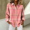 thumbnail image 5 of Craaazy Women's Casual Long Sleeve Plaid Button Down Shirts Collared Blouse Gifts, 5 of 8