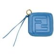 thumbnail image 6 of Fendi FF Cube Embossed Small Zip Wallet Mare Blue Leather with Strap NEW, 6 of 7