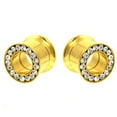 thumbnail image 2 of 24k Gold Plated Double Flared Screw-on Plugs/Gauges/Tunnels with Clear CZ 4G (5MM) 2 Pieces (1 Pair) (A/22), 2 of 3