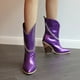 thumbnail image 3 of NECHOLOGY Botas Mujer Adulto Femenino Zapatos Botines para mujer Botas de tacón gruesas con decoración de de metal de cuero de moda para mujer (Purple, 6.5), 3 of 7
