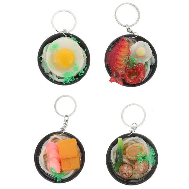 4 llaveros de ramen de colores, colgantes de estilo japonés (estilo aleatorio)