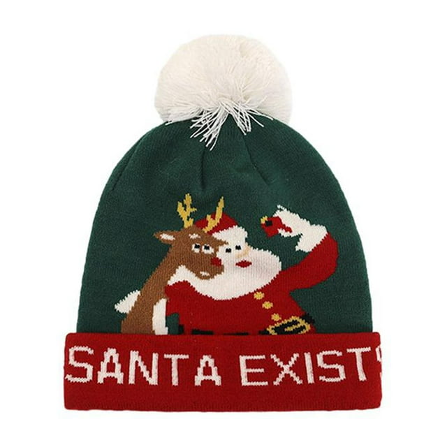 Gorro unisex para niños, bonito regalo para festivales, grueso, con pompón de fibras acrílicas, tejido. Selfie de Navidad