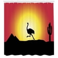 thumbnail image 3 of Ambesonne Ostrich Shower Curtain, Running Animal Silhouette, 69"Wx75"L, Dark Coral Yellow Black, 3 of 3