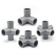 thumbnail image 4 of 4 Way Elbow PVC Pipe Fitting Furniture Grade 32mm Angle Tee Connectors Gray 10Pcs, 4 of 4