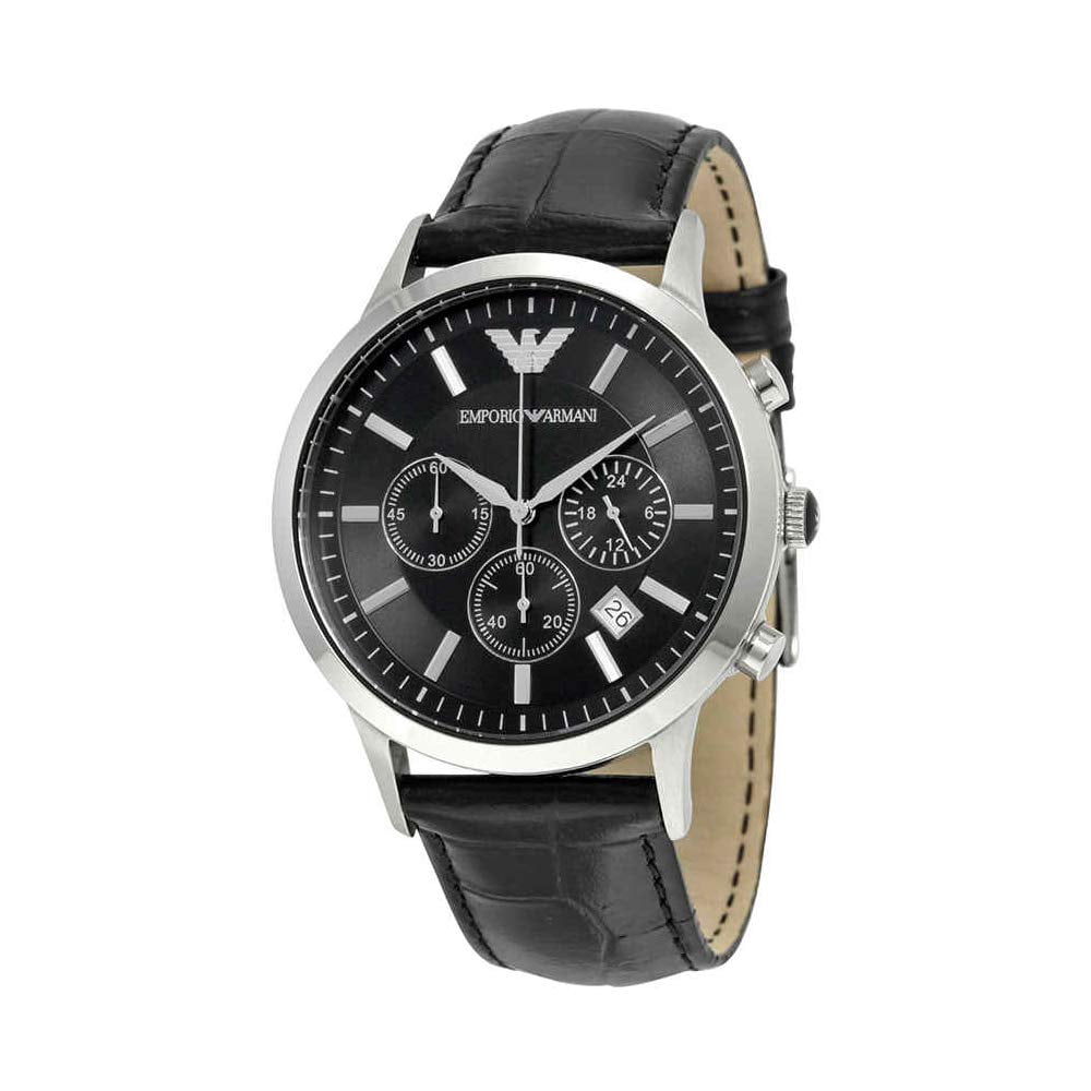 emporio armani leather strap watch