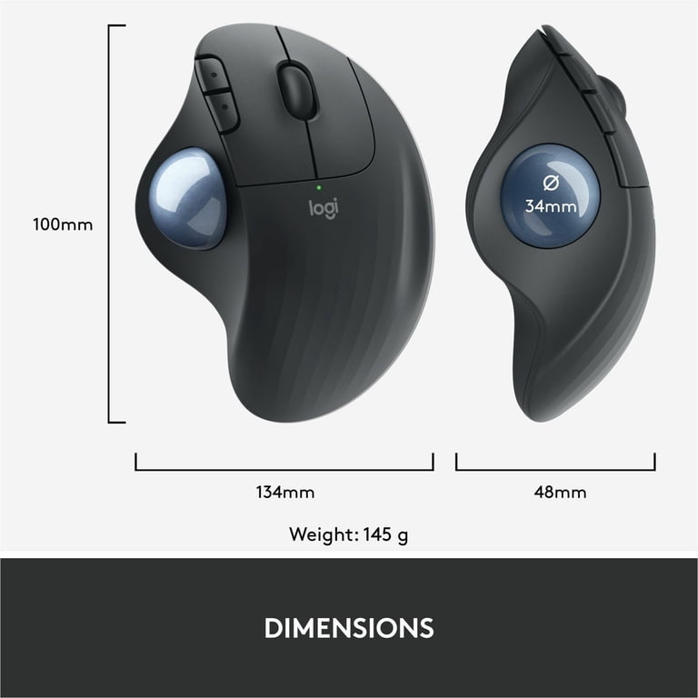 Logitech, Wireless Trackball, ERGO M575, Graphite, Ergonomic