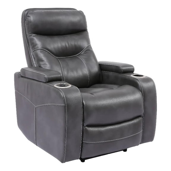 Bowery Hill Contemporary Fabric Power Home Theater Recliner in Charcoal
