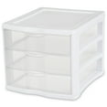 thumbnail image 3 of (2 pack) Sterilite 3 Drawer Unit, Clear Plastic Countertop or Desktop Drawers, White, 3 of 14