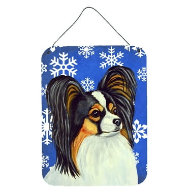 Carolines Treasures LH9300DS1216 Papillon Winter Snowflakes Holiday Wall or Door Hanging Prints 12WX16H multicolor