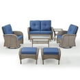 thumbnail image 2 of Opohoro 7-Piece Outdoor Conversation Set with Swivel Rocking Chairs, Glider Loveseat and Ottomans, Coffee & Side Tables, Gray/Blue, 2 of 17