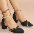 thumbnail image 6 of AZZAKVG Womens Low Mid Square Heel Ankle Strap Sandal Office Ladies Pointed Toe Shoes Chunky Heels, 6 of 8