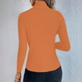 thumbnail image 6 of Miluxas Womens Long Sleeve Shirts Turtleneck Ribbed Knit Slim Fit Lightweight Sweater Fall Dressy Casual Travel Work Tops Orange L(L), 6 of 8