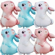 6pcs Bunny Balloons Rabbit Head Foil Balloons for Easter Themed Party Supplies Decorations