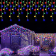 thumbnail image 3 of Guirnalda de luces LED para decoración navideña 2025 para exteriores, 8/12 m, conector impermeable, luz de carámbano, decoración de Año Nuevo 2025 para el hogar, 3 of 5