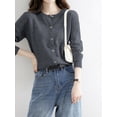 thumbnail image 5 of Womens Long Sleeve Button Up Knit Cardigan Light-Bodied 2026 Crewneck Button Down Sweaters for Women Dark Gray M, 5 of 8
