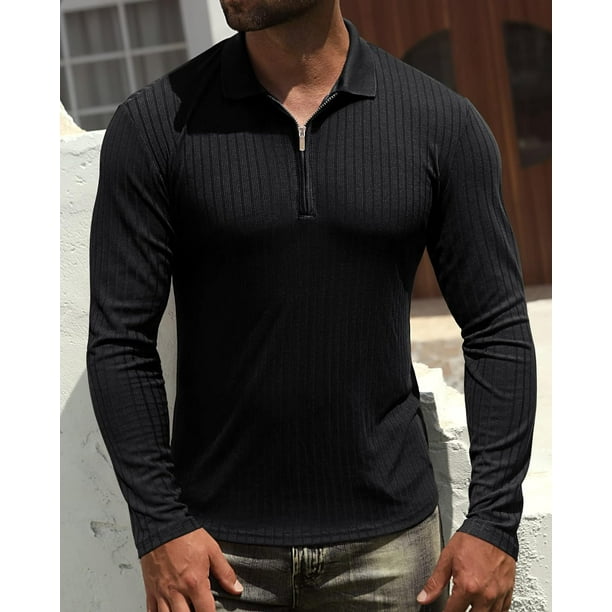 大人気新品 Shirts Polo Men's Iceglad Long Fit Slim Performance Sleeve Clothing