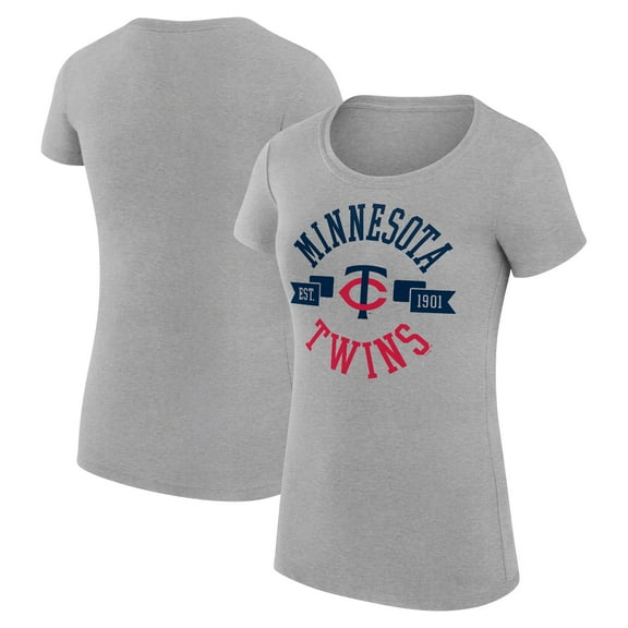 Women's G-III 4Her by Carl Banks Heather Gray Minnesota Twins Super-Slim Fit Lightweight City Graphic T-Shirt