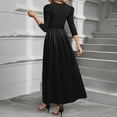 thumbnail image 4 of UoCefik Long Floral Dresses for Women 2025 Elegant Boho Tie Belted Patchwork Empire Waist 3/4 Sleeve Modest Flowy Maxi Dress 2025 Black XXL, 4 of 4