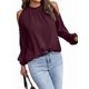 thumbnail image 2 of Blusas Elegantes e Informales para Mujer, con Hombros Descubiertos, Cuello con Volantes, Camisas de Moda de Otoño para el Trabajo Vino Tinto XXXL, 2 of 10