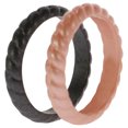 thumbnail image 2 of Juego de anillos trenzados apilables de boda ROQ para mujer silicona Rosa-Negro 2 x 11 mm, 2 of 2