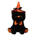 thumbnail image 2 of Halloween Black Cat Stuffed Animal, 11.02 in Witch Kitty Plush, Halloween Indoor Decoration for Table Fireplace, Trick Or Treat Halloween Party Gift (Black), 2 of 5