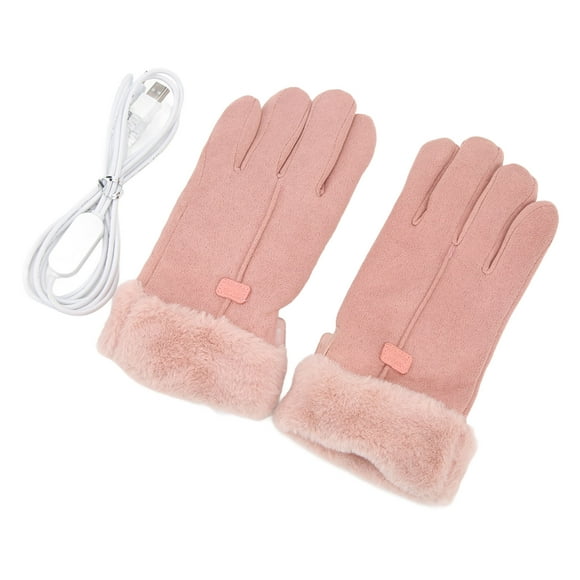 Motorcycle Hand Warmers Gloves, USB Heated Gloves Waterproof Pink Adjustable Temperature Comfortable  For Skiing Walking Riding Running