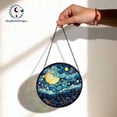 thumbnail image 4 of Moon Forest Stained Glass Suncatcher, Night Sky Acrylic Suncatcher, Gift for Nature Lovers, Abstract Swirl Window Art, Boho Blue Decor 4296986856, 4 of 4