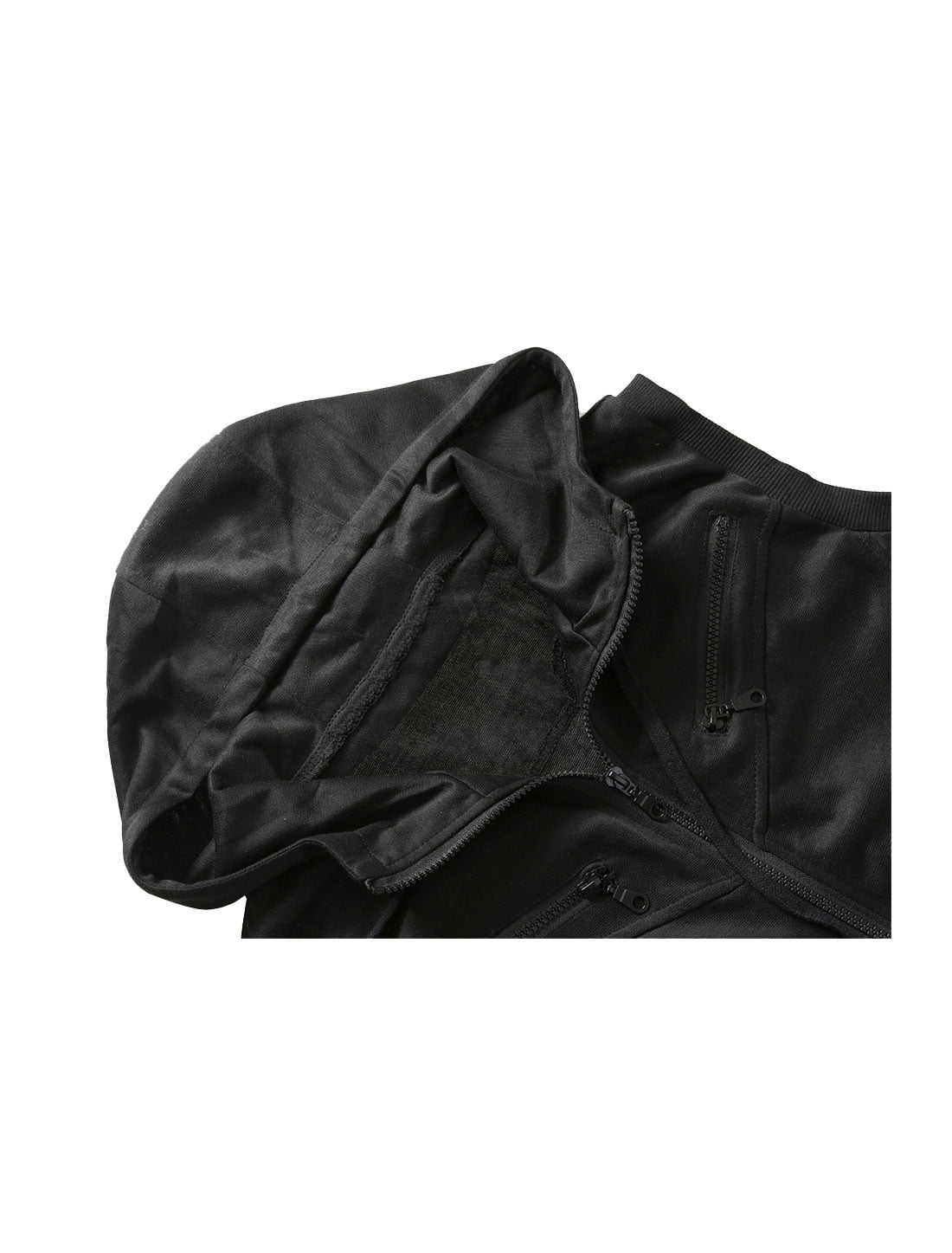 Unique Bargains Men's Sleeveless Zip Up Drawstring Hooded Vest 42 Black