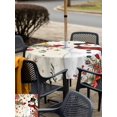 thumbnail image 4 of Outdoor Tablecloth with Umbrella Hole and Zipper, Christmas Square Table Cloth 60x60 Inch Waterproof Tablecloth, Snowman Xmas Tree Snowflake Winter Bird Poinsettia Picnic Table Cover for Patio, 4 of 7