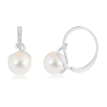 Angara Women S Day Solitaire Freshwater Cultured Pearl Women S Day Solitaire Freshwater Cultured Pearl Leverback Earrings In 14k White Gold 9mm