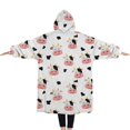 thumbnail image 2 of Oversized Wearable Blanket Hoodie,White Cow Head Pattern Sherpa Blanket Hoodie with Super Pockets,Super Warm Fuzzy Pullover for Women & Men, 2 of 6
