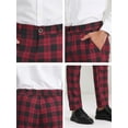 thumbnail image 6 of INSPIRE CHIC Men's Business Plaid Lightweight Regular Fit Flat Front Checked Pants 30 Black Red, 6 of 7