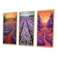 thumbnail image 3 of Designart "Lavender Fields Sunset Glow I" Lavender Framed Wall Art Set Of 3 - Purple Traditional Frame Canvas Set For Living Room Decor, 3 of 6