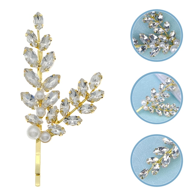 HONITANO Épingle à Cheveux de Mariée avec Strass Dorés et Pointe de Blé Accessoire de Mode en Métal