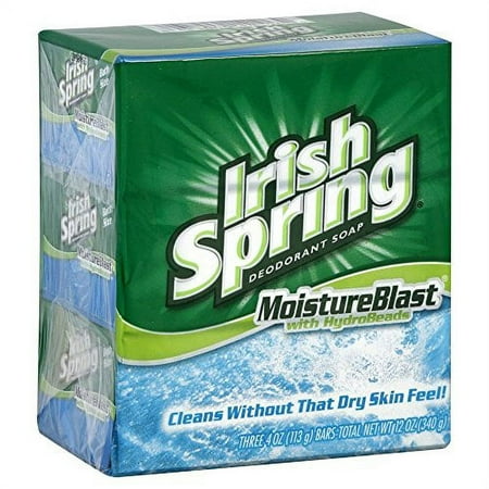 Irish Spring Moisture Blast Deodorant Soap , 3 x 4 oz